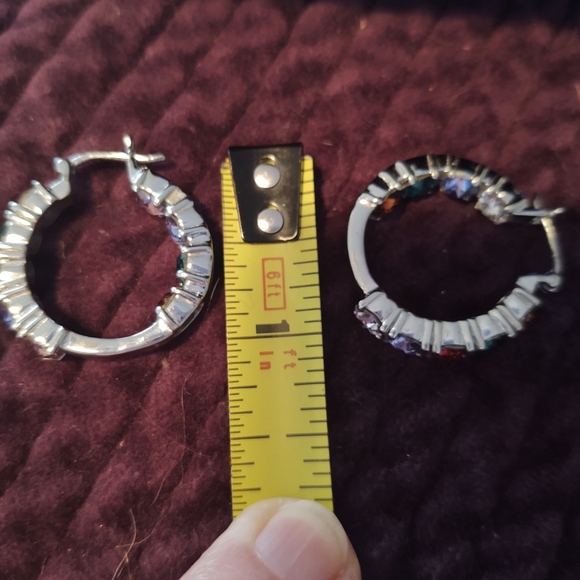 🌹 Swarovski Multi Color Crystal Hoop Earrings - Picture 5 of 6